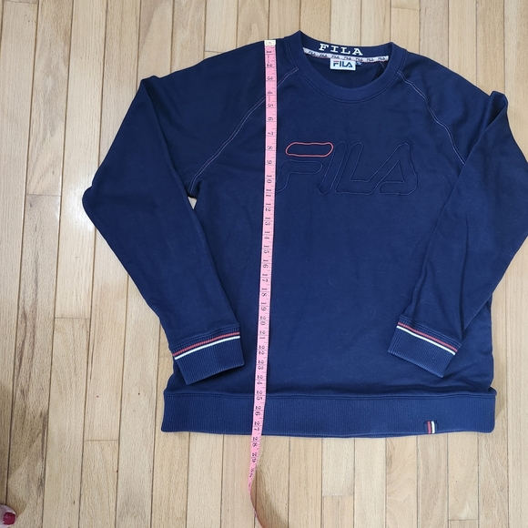 Fila Men’s Blue Navy Crewneck Classic Sweater XL Y2K Streetwear Casual Pullover - Picture 4 of 14